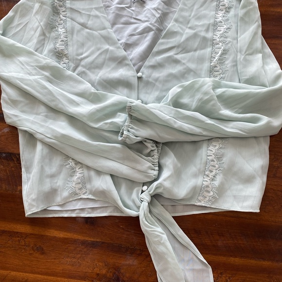 WAYF Button Down Tie Waist Blouse - Picture 3 of 3